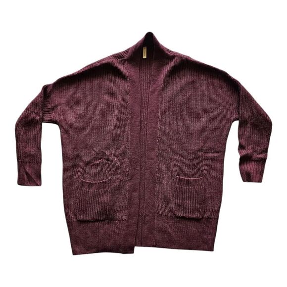 Wishlist Oversized Cable Knit Cardigan Wine Small/Medium - Picture 3 of 6